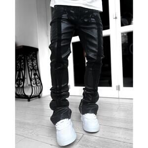 GUAPI Blood Diamond Faux Leather Skeleton Pants Black Sz 28x37 $210 {Y24}